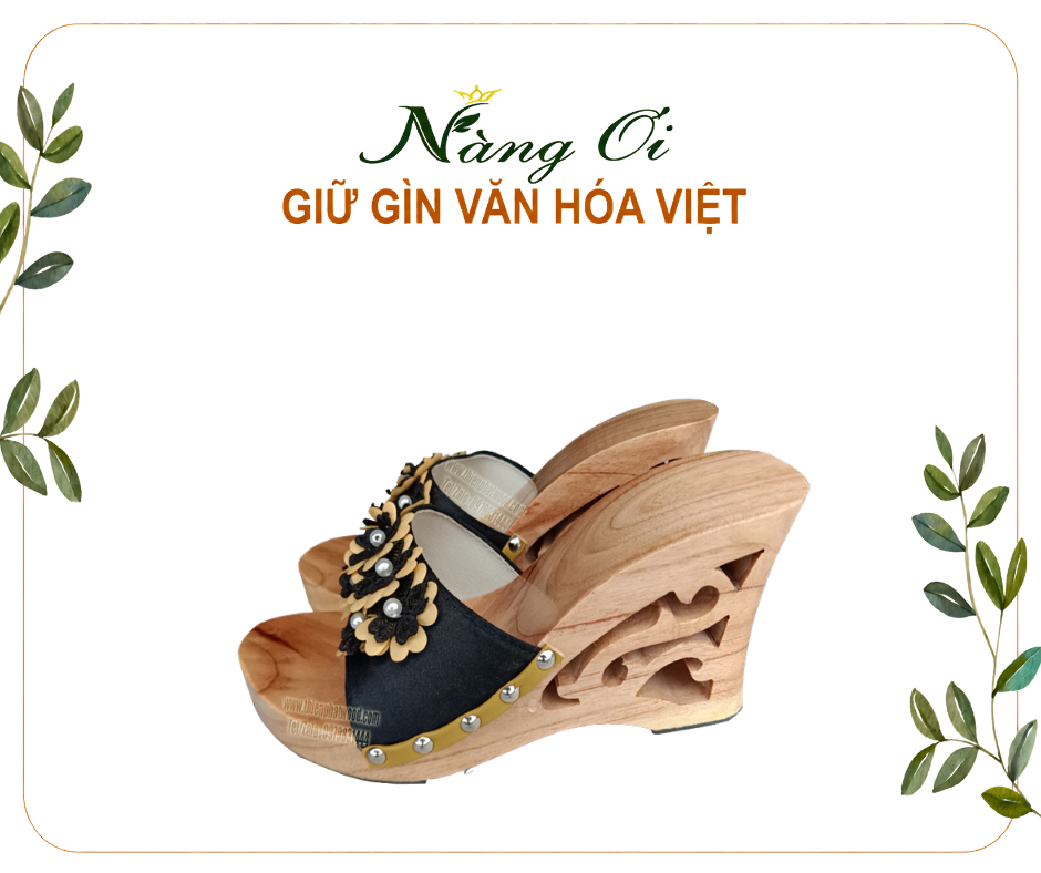 guốc mộc cao 10cm làm từ gỗ xoan tự nhiên an toàn